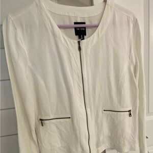 NIC+ZOE Women's White Linen Blend Jacket